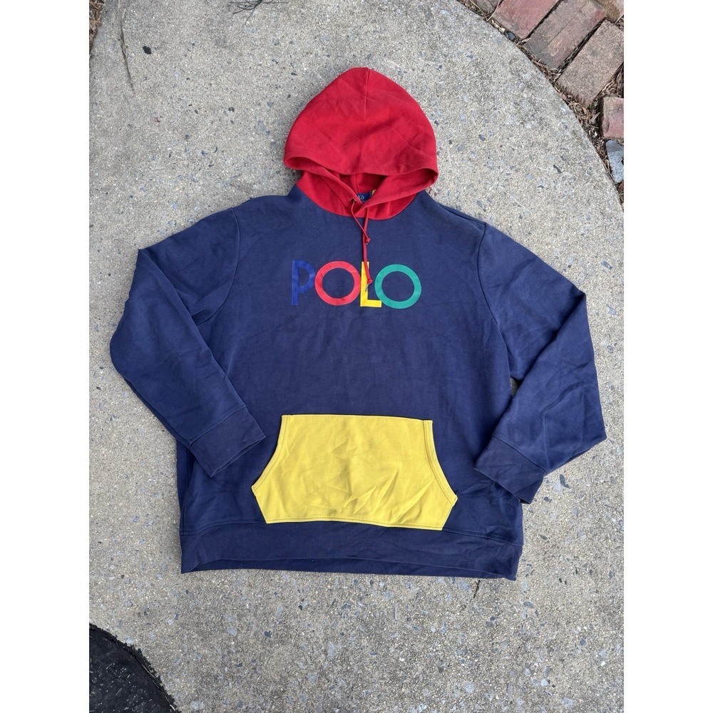 Polo Ralph Lauren B&T Colorblock Rugby Rainbow Fleece Pullover Sweatshirt Hoodie